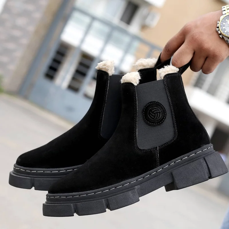 Bacca Bucci Black Alpine Armor Chelsea Snow Boots with Suede and Fur for Men | Best Price UAE